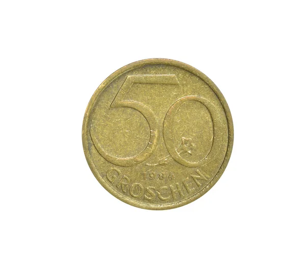 Obverse Groschen Coin Made Austria 1984 Shows Numeral Value — Fotografia de Stock