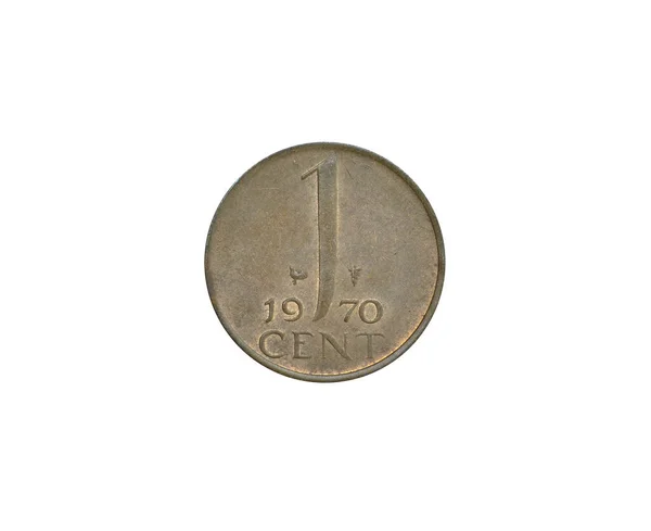 Framsidan Cent Mynt Från Nederländerna 1970 Som Visar Numeral Värde — Stockfoto