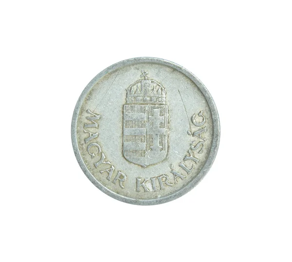 Reverse One Pengo Coin Made Hungary 1941 Shows Coat Arms — Stock Photo, Image