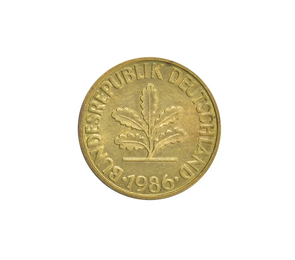 Baksida Pfennig Mynt Tillverkade Tyskland 1986 Som Visar Numeral Värde — Stockfoto