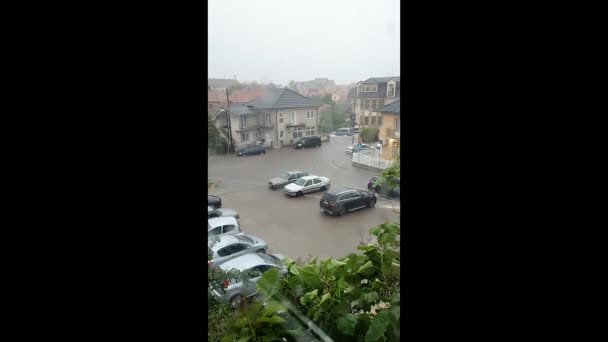 Overstroomde Straten Zware Regenval — Stockvideo