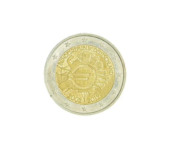 Обратная Сторона Монеты Номиналом Евро Изготовленной Германией Которой Изображены Символы — стоковое фото