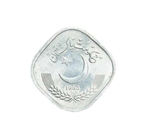 Averse Five Paisa Coin Made Pakistan 1983 Shows Crescent Monument — Stock fotografie