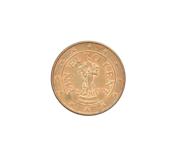 Лицьова Сторона Однієї Монети Євроцента Зробленої Австрією Яка Показує Гендер — стокове фото