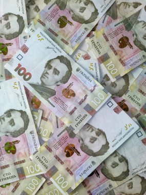 Ukrayna parası. Geçmişi. Banknotlar beyaz bir arkaplanda. Hryvnia