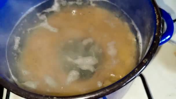 Boiling Spaghetti Saucepan Induction Stove Cooking Spaghetti Bolognese — Stock Video