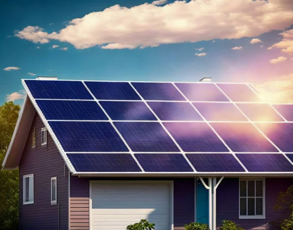 Solar panels on houses. Alternative energy source. Present time and near future
