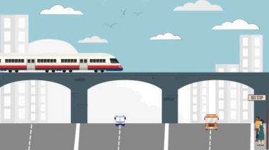 Modern tren ve otobüsler sürüyor..
