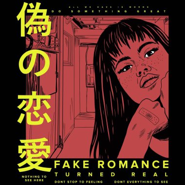 Manga suratlı Japonca slogan: 