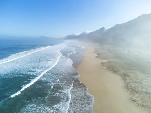 stock image Aerial view of Cofete beach Jandia Natural Park, south of Fuerteventura, Canary Islands