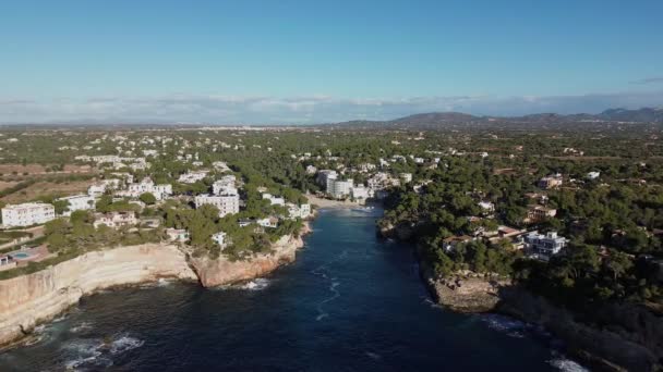 Cala Santanyi Majorca Mediterrán Táj Légi Felvétel — Stock videók