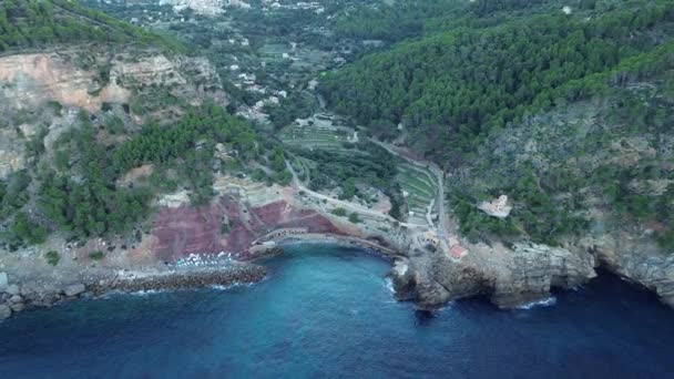 Aerial View Cala Estellencs Majorca — Stock Video