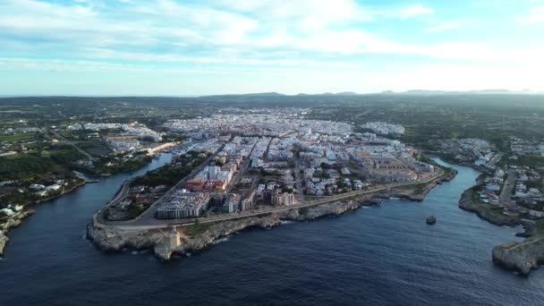 Ciudadela Ciudad Menorca Vista Aérea Islas Baleares — Vídeo de stock