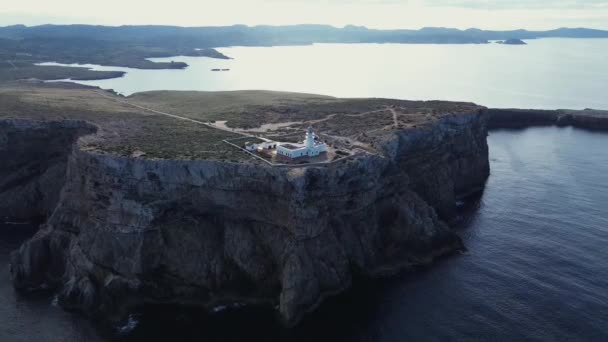 メノルカのカヴァレリア灯台 バレアレス諸島 空中眺望 — ストック動画