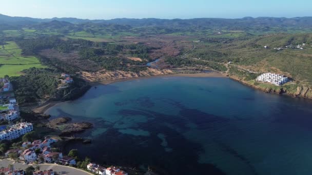 Cala Tirant Playas Fornells Vista Aérea Menorca Islas Baleares — Vídeos de Stock