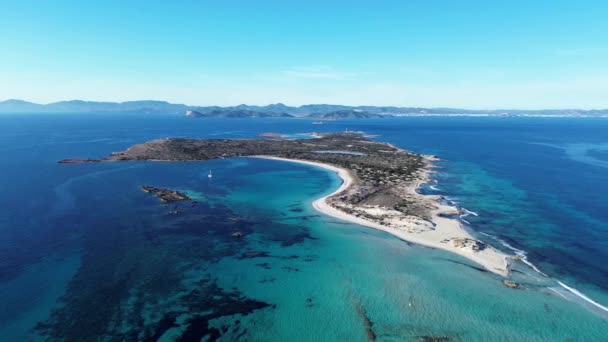 Letecký Snímek Ostrova Espalmador Zálivu Formentera Baleárské Ostrovy — Stock video