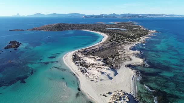 Espalmador Island Drone View Small Island Formentera Bay Close Ibiza — Stock Video