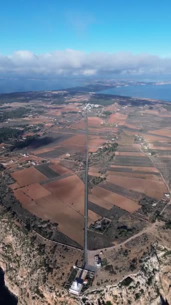 Isla Formentera Faro Mola Vista Aérea Plano Vertical — Vídeos de Stock