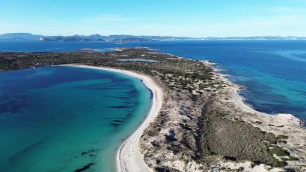 Aerial View Alga Beach Espalmador Island — Stock Video