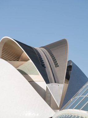 Valencia, İspanya; 28 Şubat 2024: Palacio de las Artes Reina Sofya 'nın çatısı Valencia' nın Sanat ve Bilim şehrinde