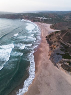 Praia do Amado in Algarve, Portugal, airial shot