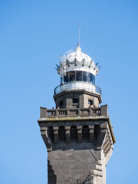 Saint-Pierre, Fransa: 9 Ağustos 2024: Eckmuhl Deniz Feneri, Saint-Pierre, Brittany, Fransa