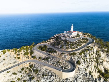 Formentor Cape Lighthouse in Mallorca aerial view clipart