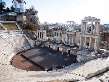 Filibe, Bulgaristan; 8 Aralık 2024: Bulgaristan 'ın Povdiv kentindeki Filipinler Roma tiyatrosu