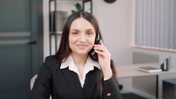 Wanita Bisnis Call Center Bekerja Tempat Kerja Kantor Karyawan Wanita — Stok Video