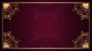 Altın mandala süslemeli klasik çerçeve