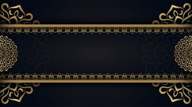 Altın mandala süslemeli lüks bir arka plan.