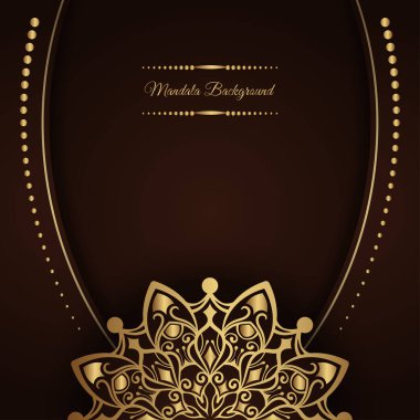 Altın mandala dekorasyonlu lüks bir arka plan.