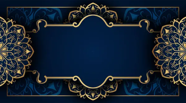 Altın mandala süsü ile mavi arkaplan