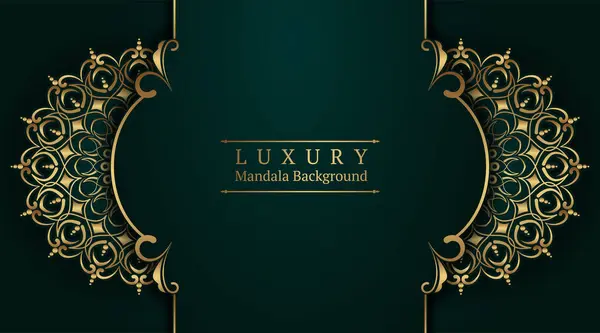 Altın mandala ile lüks yeşil arka plan