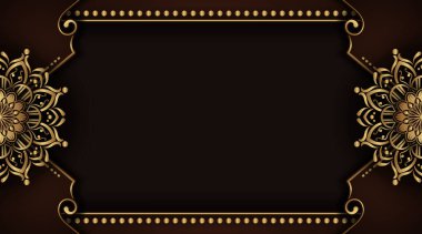 Kahverengi arkaplan ve altın mandala süsü