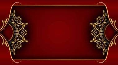 Kırmızı arkaplan ve altın mandala süsü