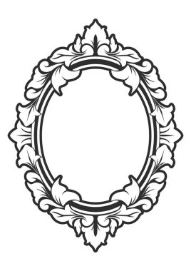 oval çerçeve, çiçek oymalı süs