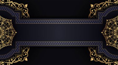 Altın mandala süslemeli lüks siyah arkaplan