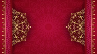 Kırmızı lüks arka plan ve mandala süsü