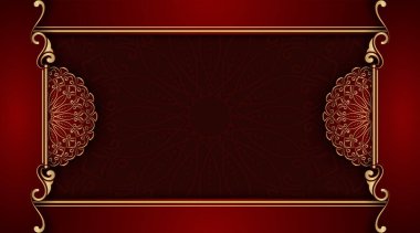 Kırmızı lüks arka plan ve mandala süsü