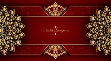 Kırmızı arkaplan ve altın mandala süsü