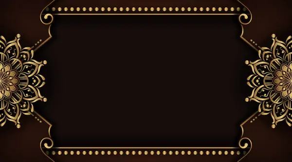 Kahverengi arkaplan ve altın mandala süsü