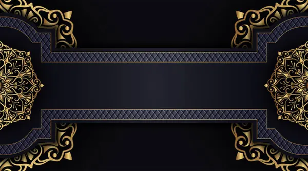 Altın mandala süslemeli lüks siyah arkaplan
