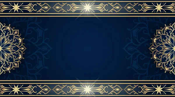 Altın mandala süsü ile mavi arkaplan