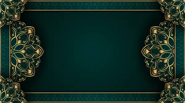 Altın mandala ile yeşil arkaplan