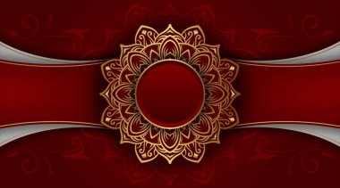 Süslü mandala ile lüks kırmızı arkaplan