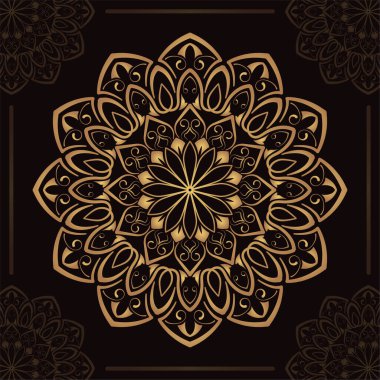 Altın mandala süsü, yuvarlak dekoratif tasarım.