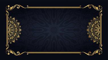 Altın mandala süslemeli çiçek çerçevesi