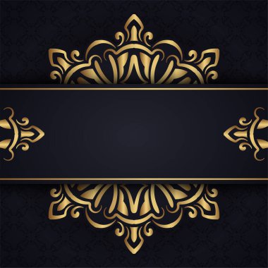 Altın mandala süsleriyle siyah arkaplan