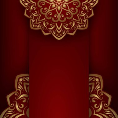 Altın mandala süslemeleri ile kırmızı arkaplan
